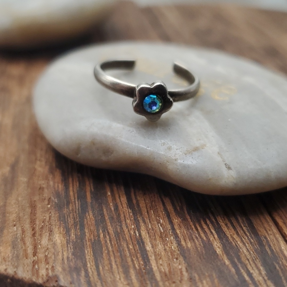 R612 adjustable band aurora borealis stone cuff ring
